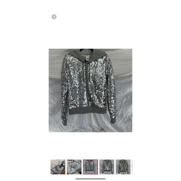PINK Victoria's Secret  rainbow bling sequin fashion show Zip Hoodie nwt sz M - Picture 4 of 10